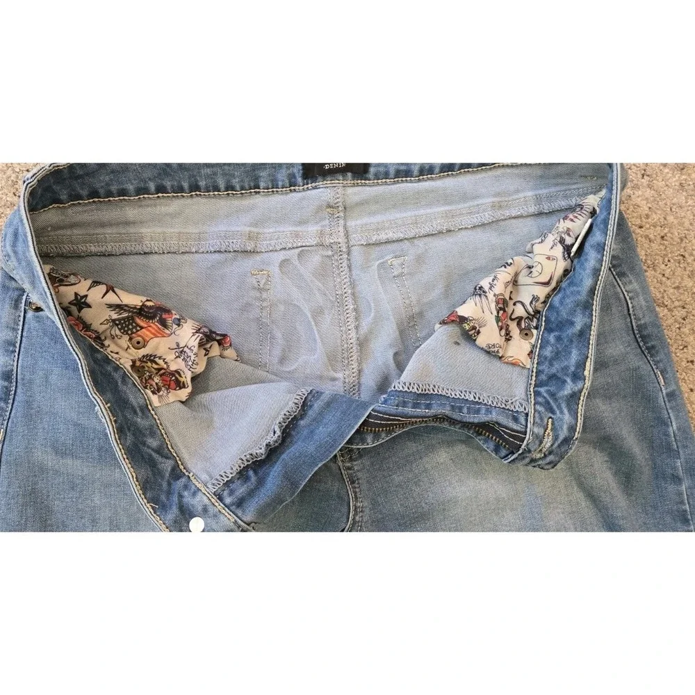 Ed Hardy Dragon Jeans 32 Y2K Wide Leg Baggy Denim Tattoo Graphic Rare Grail Fire